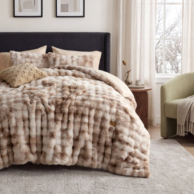 Bedsure Bedding Comforter Set Luxury Faux Fur 3 Pieces