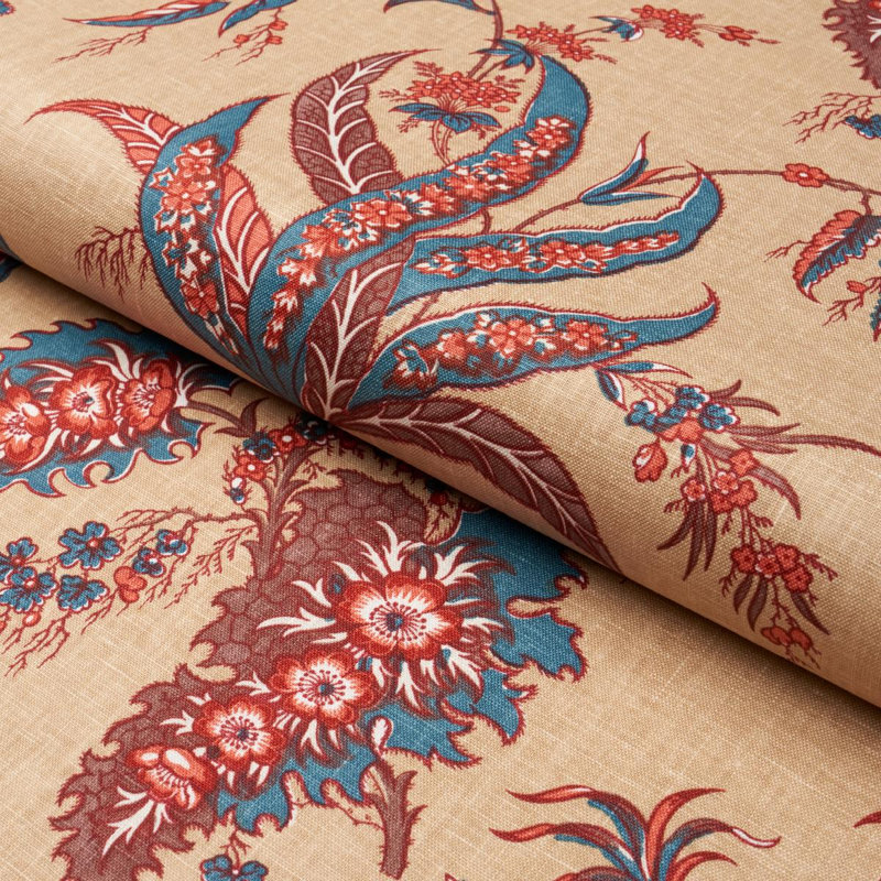 Apolline Botanical Fabric, Rouge/Bleu