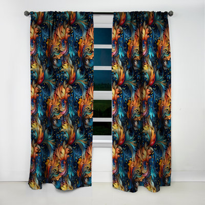 Motif cachemire Celestial Essence I - Rideau floral - Velours obscurcissant - 1 panneau