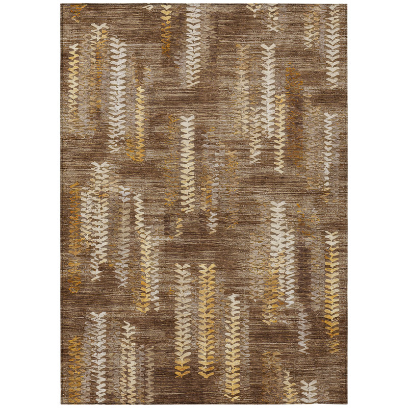 Machine Washable Indoor/Outdoor Chantille ACN2892 Striped Rug, 8' x 10', Chocolate