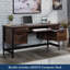 Ensemble de bureau d'ordinateur et bahut, finition brune