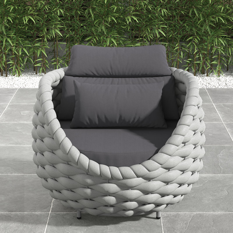 Canapé de patio en polyester avec coussins, Gris clair