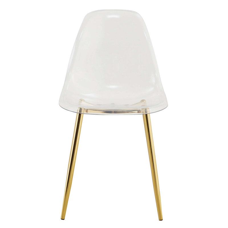 Chaise de salle à manger moderne et minimaliste transparente avec pieds en métal plaqué