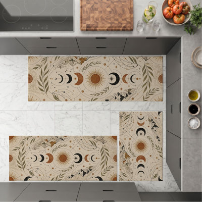 Moon Phase Non-Slip Washable Kitchen Mats