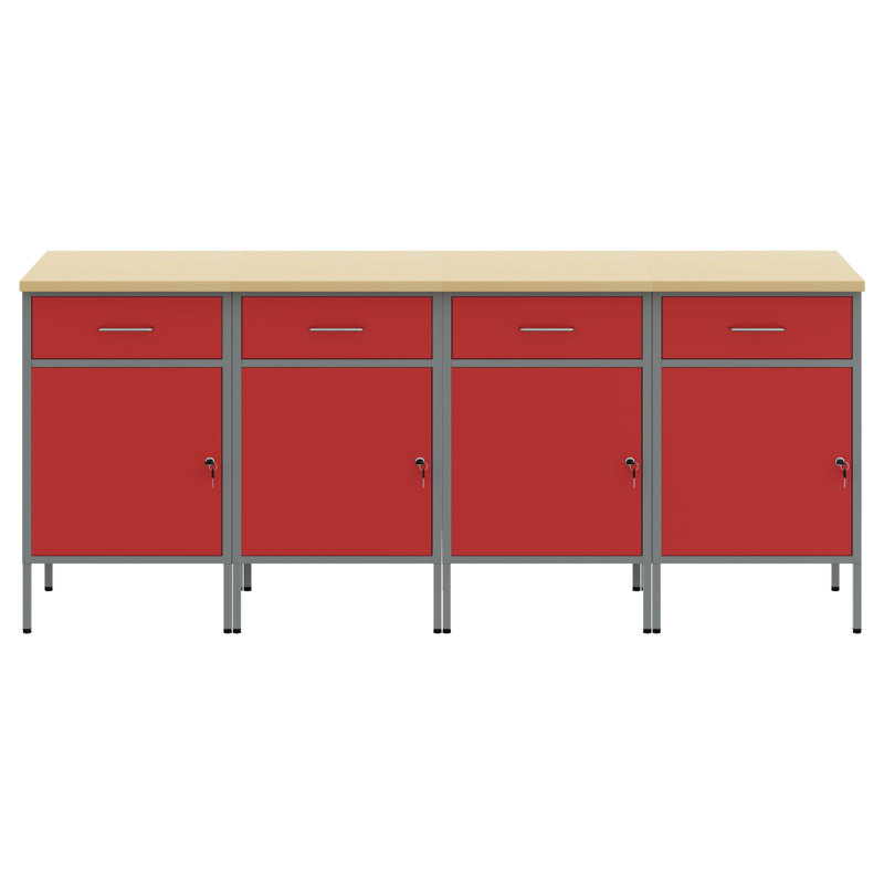 Work Cabinet with Drawer, Red
