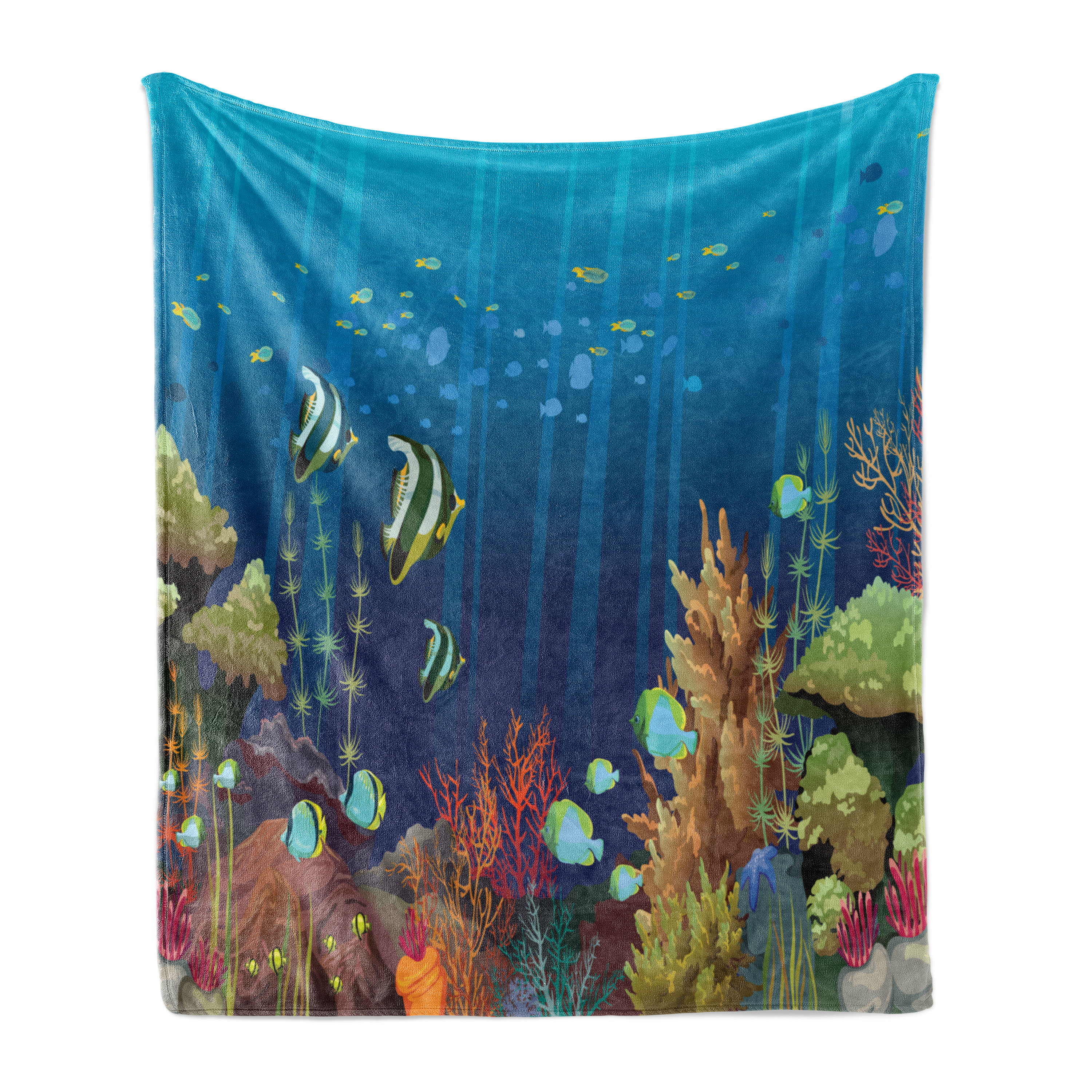 Ambesonne Under the Sea Fleece Throw Blanket Coral Reef Fishes | Wayfair