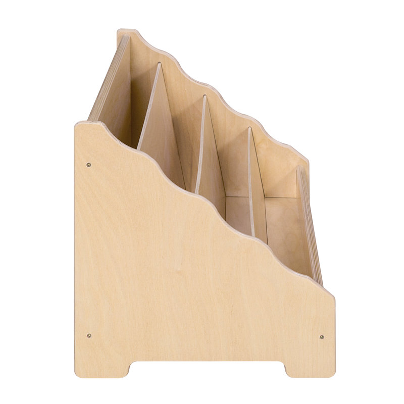 Beige Wood 4-Compartment Kids Book Display Stand