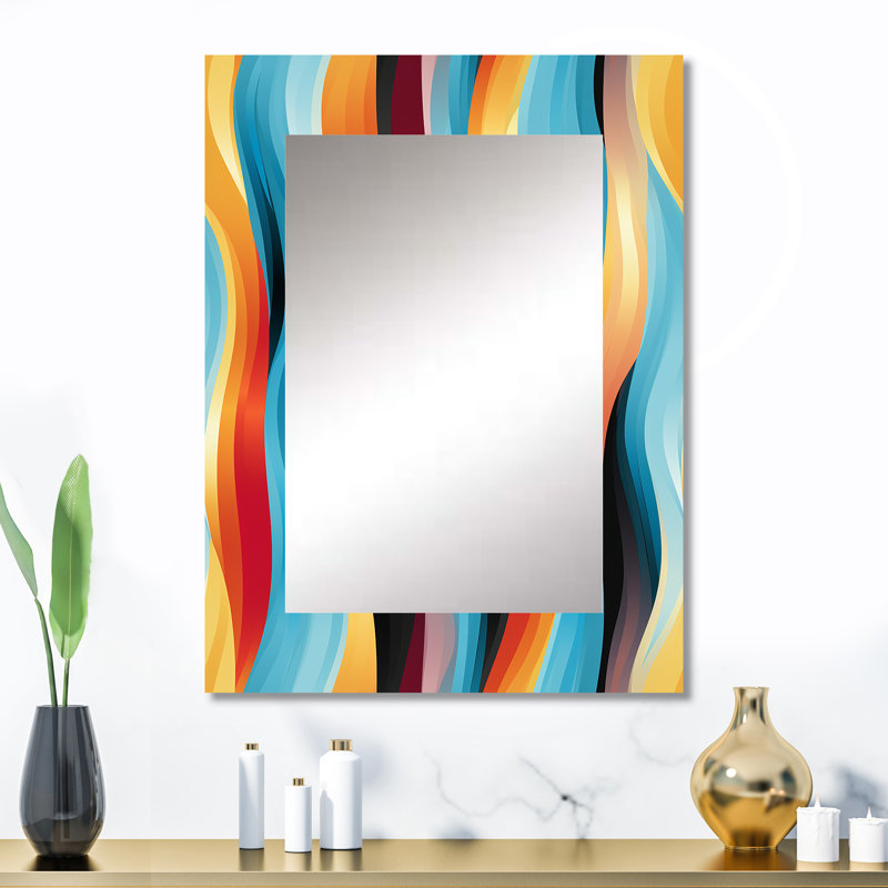 Delainie Popart Striped Rainbow Rhythm - striped  Decorative Wall Mirror, Modern Mirror, Printed Metal Art, 32" x 24"