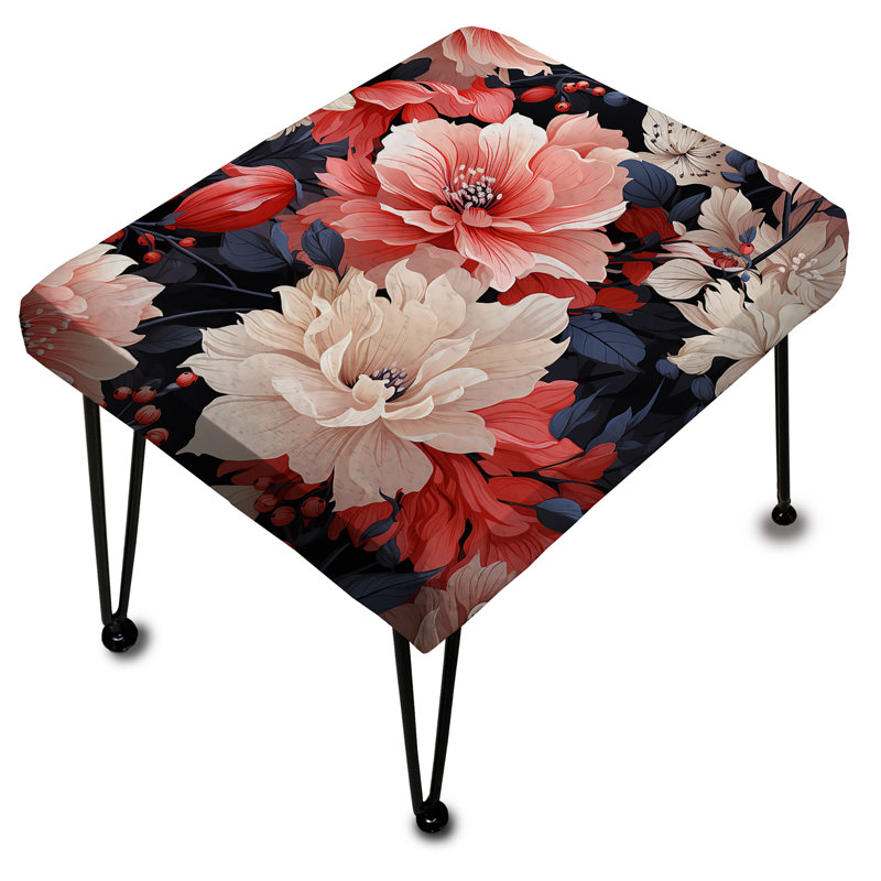 Rustic Enchanting Pink Floral Impression - Repose-pieds rectangulaire floral