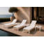 Ensemble de chaises longues d'extérieur inclinables 76 po Aynura - 3 chaises longues en aluminium avec 3 tables d'appoint assorties, 5 positions réglables et roues cachées - Blanc-1441098954