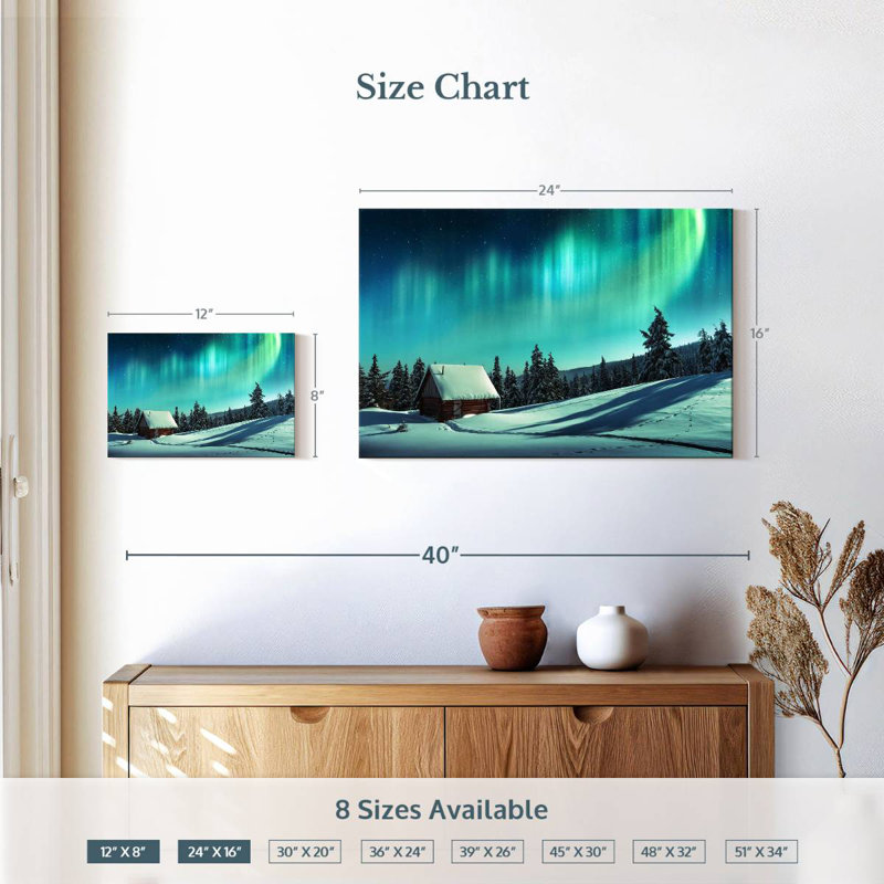 Alvord Snowy Cabin Aurora, H 16 po x l 24 po