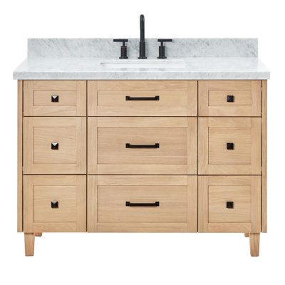 ARIEL Monroe 49 Single Sink Bathroom Vanity with Italian Carrara Marble Top