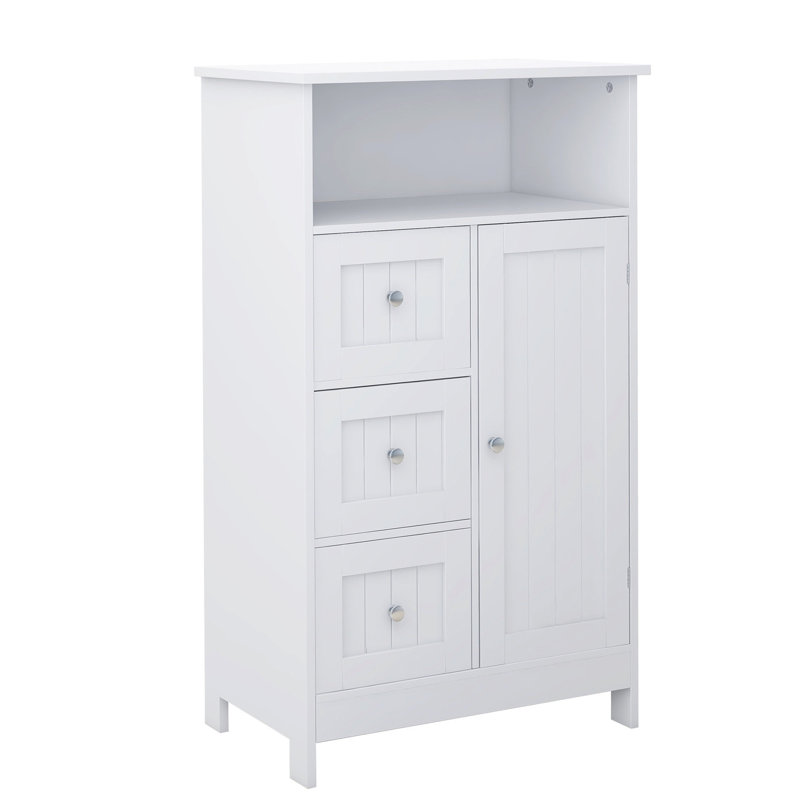 Armoire blanche pour la salle de bain - 3 tiroirs et 1 porte avec une construction qui améliore l'organisation