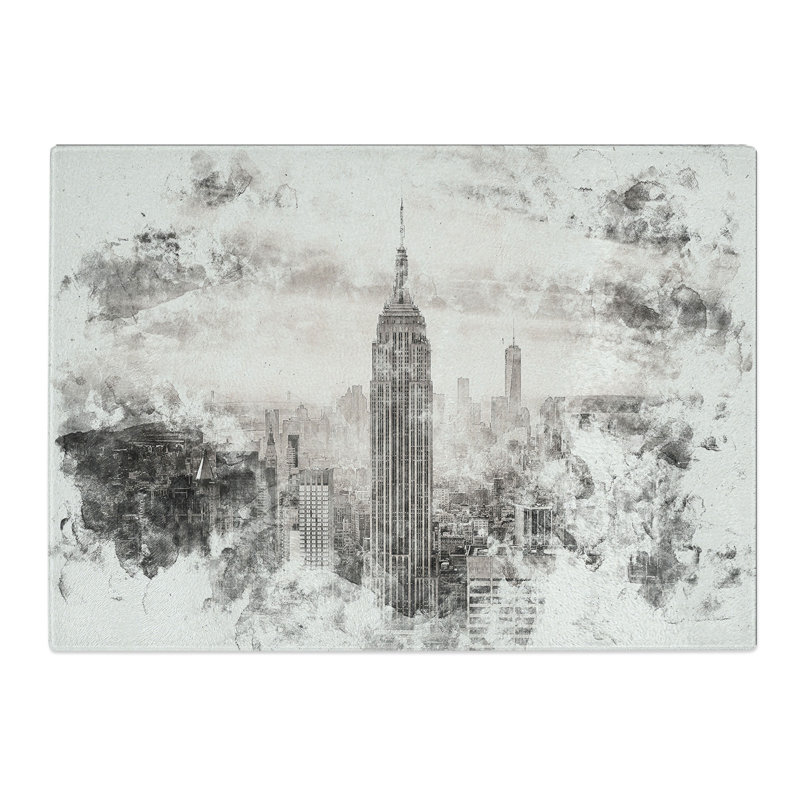 Tempered Glass New York Skyline Chopping Board, 20 cm x 28.5 cm