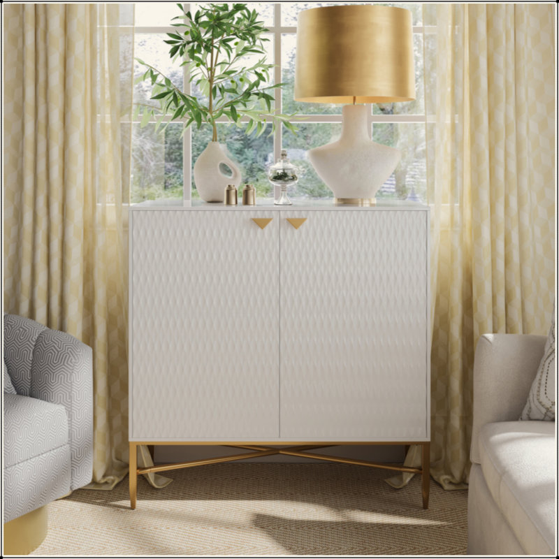 Modern 2-Door Locker Accent Cabinet With Tapered Metal Feet