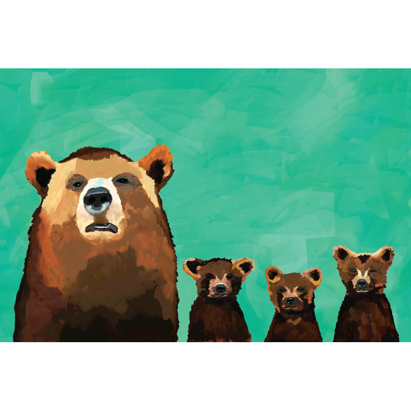 Mama Bear And Cubs - Wrapped Canvas Art Prints, 30cm H x 46cm W