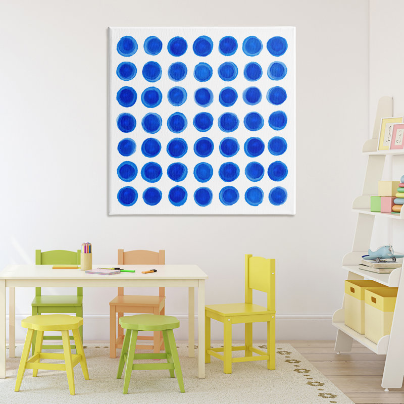 Toile à motif de pois bleus, design par Martina Pavlova, H 36 po x l 36 po