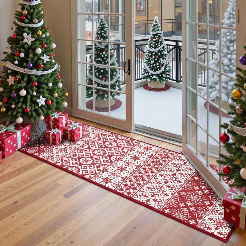 Howlond Christmas Decorative Washable Area Rug With Non-Slip Backing, Runner 2' x 8'