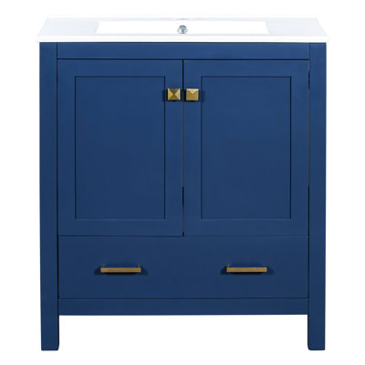 60" Bathroom Cabinet In Blue, With Double Sinks & Functionality - Transform Your Blue Stylish Handles Add Elegance
