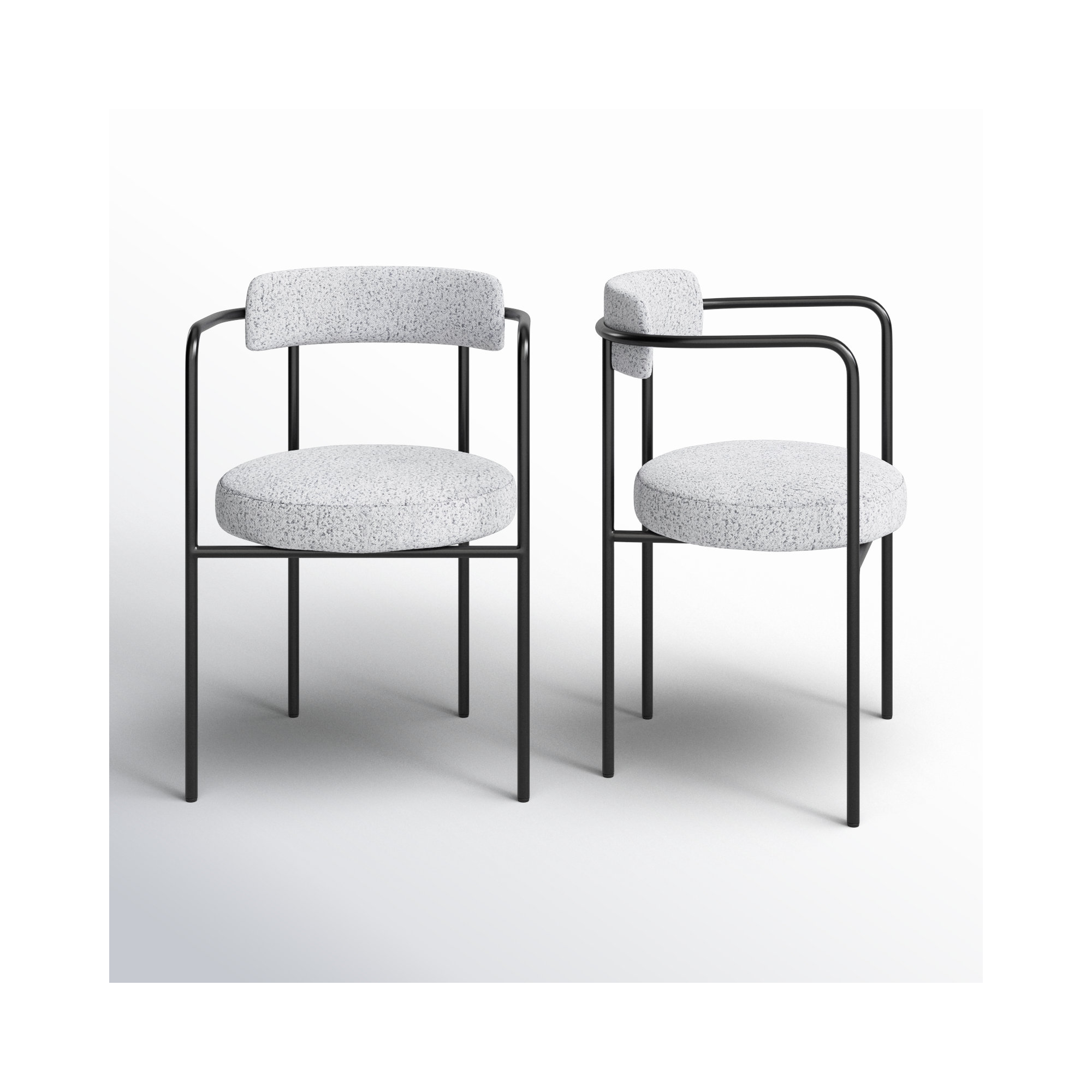 Liana Boucle Dining Arm Chair, Light Gray Boucle