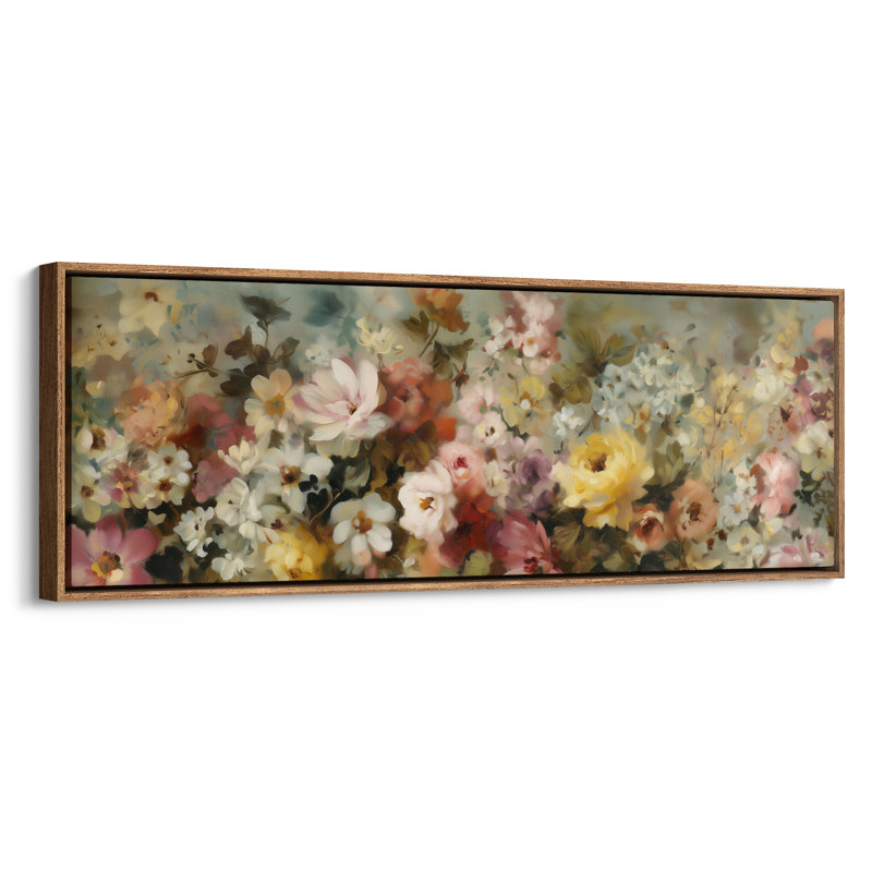 Impression romantique sur jardin romantique pour chambre ou salon, H 20 po x l 60 po, Naturel