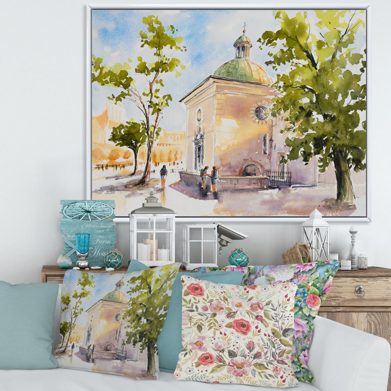 " Rustic Church In The Village ", 12" H x 20" W x 1" D, White