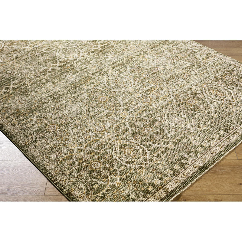 Myrtle Avenue Olive and Taupe Vintage Moroccan Area Rug, 5'3" x 7'7"
