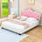 Upholstered Platform Bed With Crown Headboard-106647426-106647436