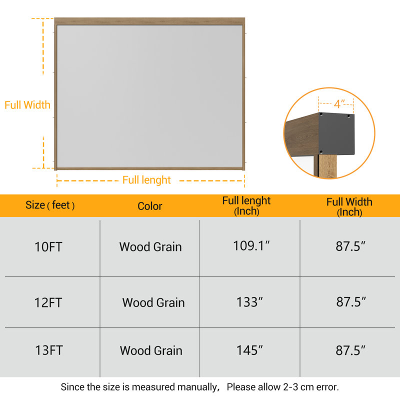 Store à enroulement réglable Pergola Accessoires compatible avec la marque Bonosuki, Grain du bois