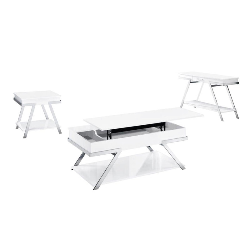 Contemporary Style  1Pc Sofa Table High Gloss Finish Chrome Frame Console Table Gorgeous Living Room Furniture