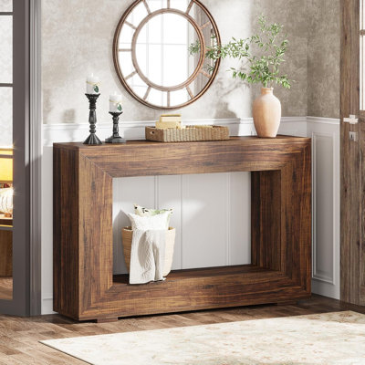 47.24''Wooden Rectangular Entryway Table,Farmhouse Console Table,Accent Entryway Furniture TV Stand For Living Room, Hallway,Foyer,Brown