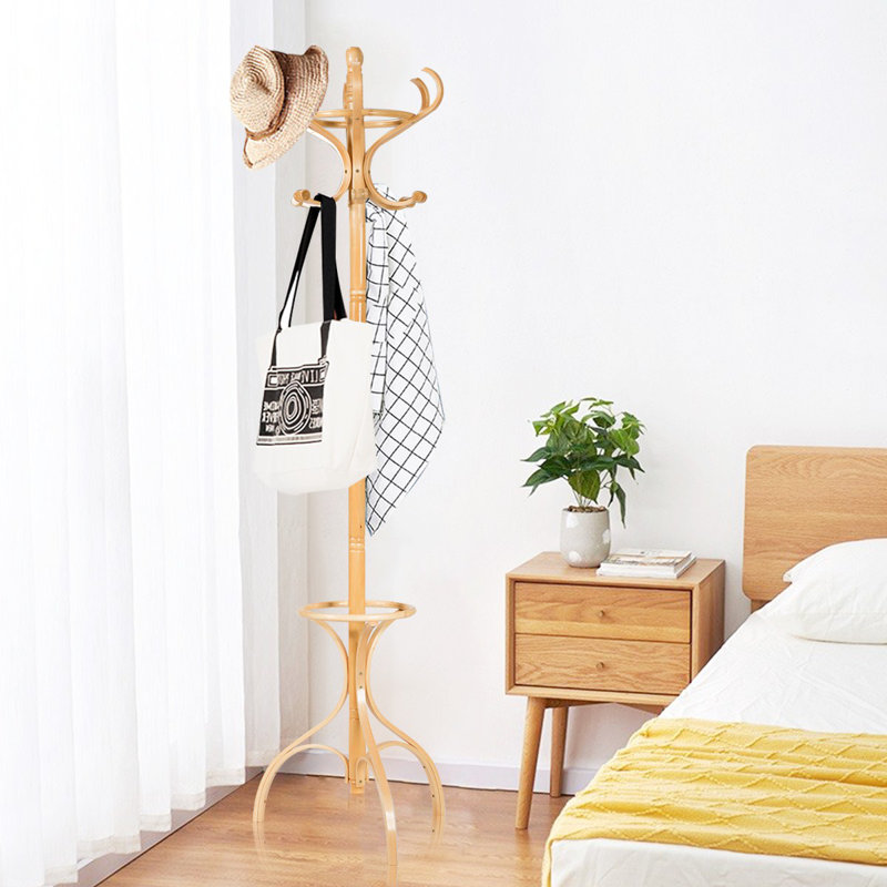 Mims Solid Wood Freestanding Coat Rack, Ecru