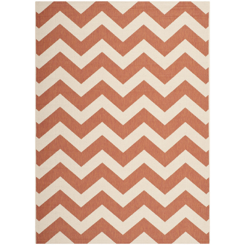 Tapis intérieur / extérieur beige / terre cuite Arneshia, Rectangle 2 pi 7 po x 5 pi