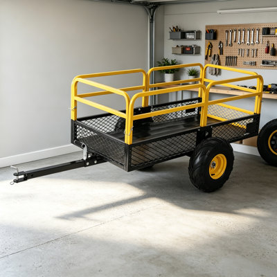Outdoor Yard Garden Transport Carrier ATV UTV Tow Behind Dump Cart Pull Behind Trailer for Lawn Mower and Tractor
