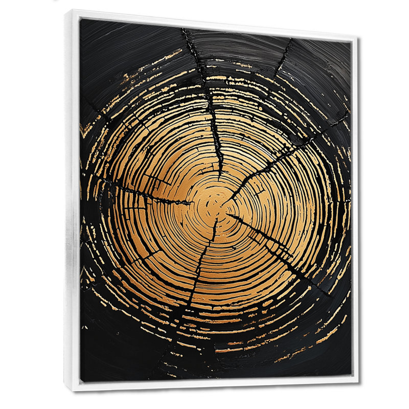 Golden Wall, H 32 po x l 24 po, Reproduction avec cadre flottant, Blanc