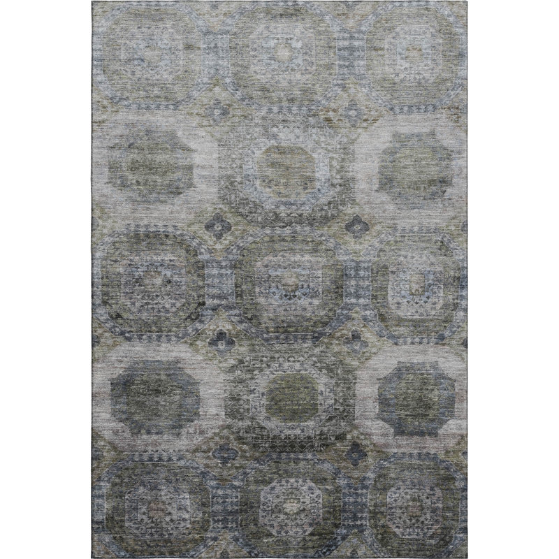 Premium Machine Washable Ralston AMF1944 Panels Rug, Rectangle 5' x 7'6"
