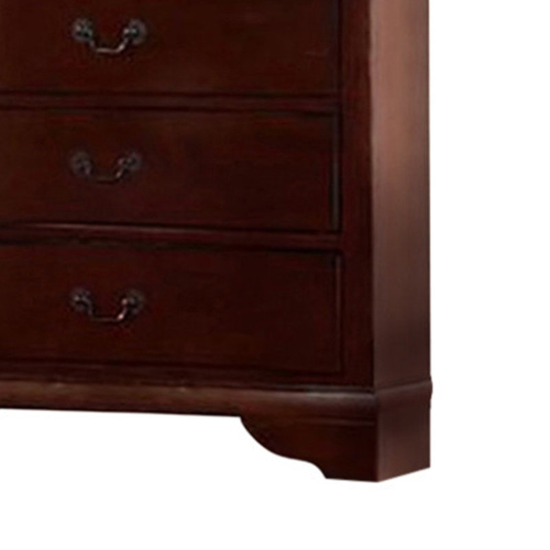 Commode décorative 5 tiroirs Gelina, Cerisier