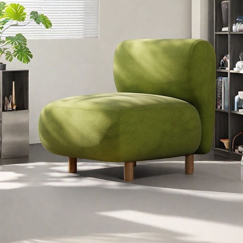 Chaise de loisirs minimaliste en coton et lin, Mélange de lin vert