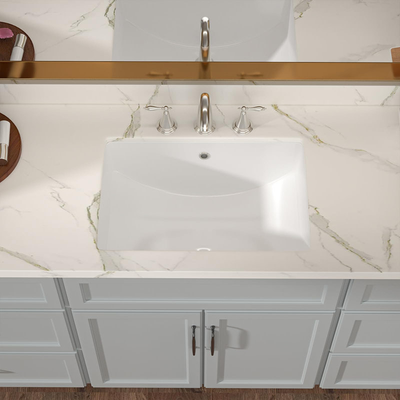 20" L X 14" W Rectangular Undermount Bathroom Sink White Ceramic Bathroom Sink With Overflow