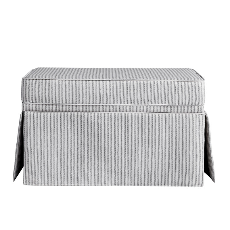 Repose-pieds rembourré avec rangement à jupe, Chenille gris pinède