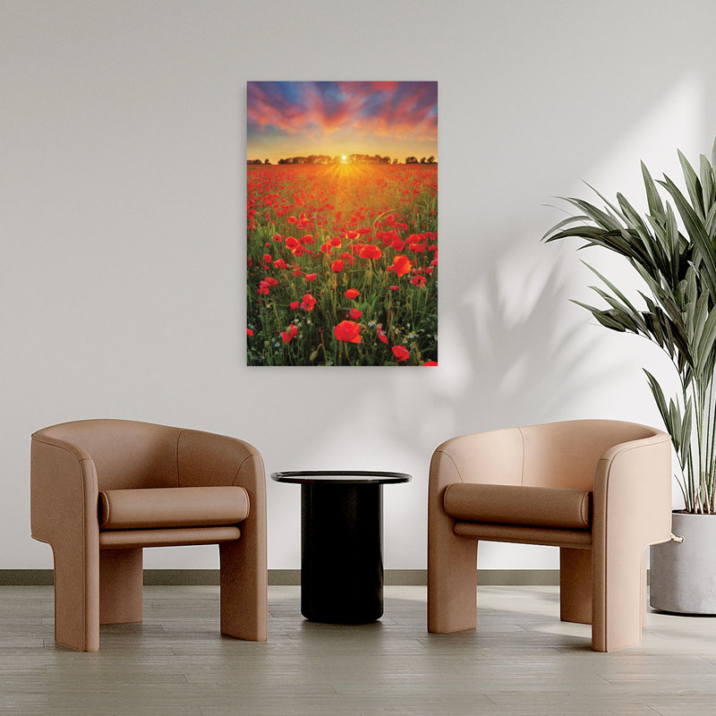 Art contemporain coquelicots coquelicots au coucher du soleil, H 36 po x l 24 po
