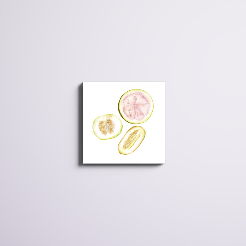 «Love Me Fruit I», peinture sur toile, H 20 po x l 20 po
