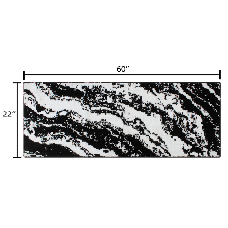 Marble Micro Knitted Bath Runner 22"x60", Black