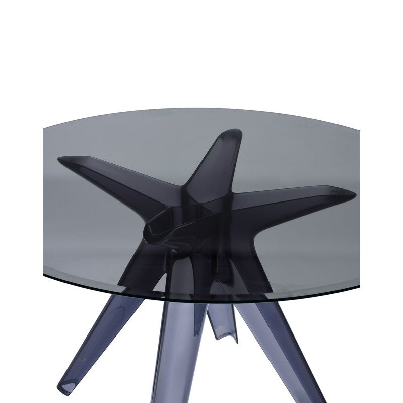 Sir Gio Round Glass Dining Table, Smoke Gray, Transparent