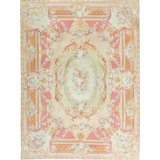 Needlepoint Hand-Knotted Wool Oriental Area Rug in Rose/Gray