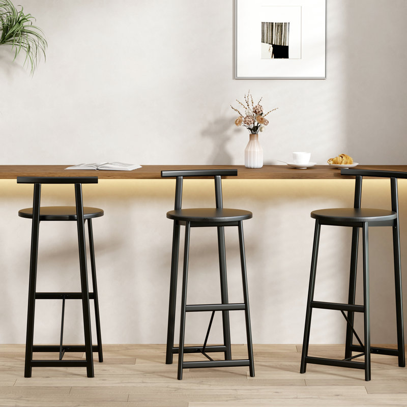 Ensemble de 3 tabourets de bar 27 "H 27" avec repose-pieds et chaises de cuisine modernes pour comptoir