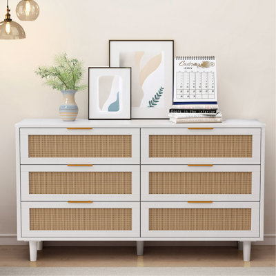 Armoire de rangement en rotin à 51 tiroirs 51,18 po, pour chambre à coucher et salon