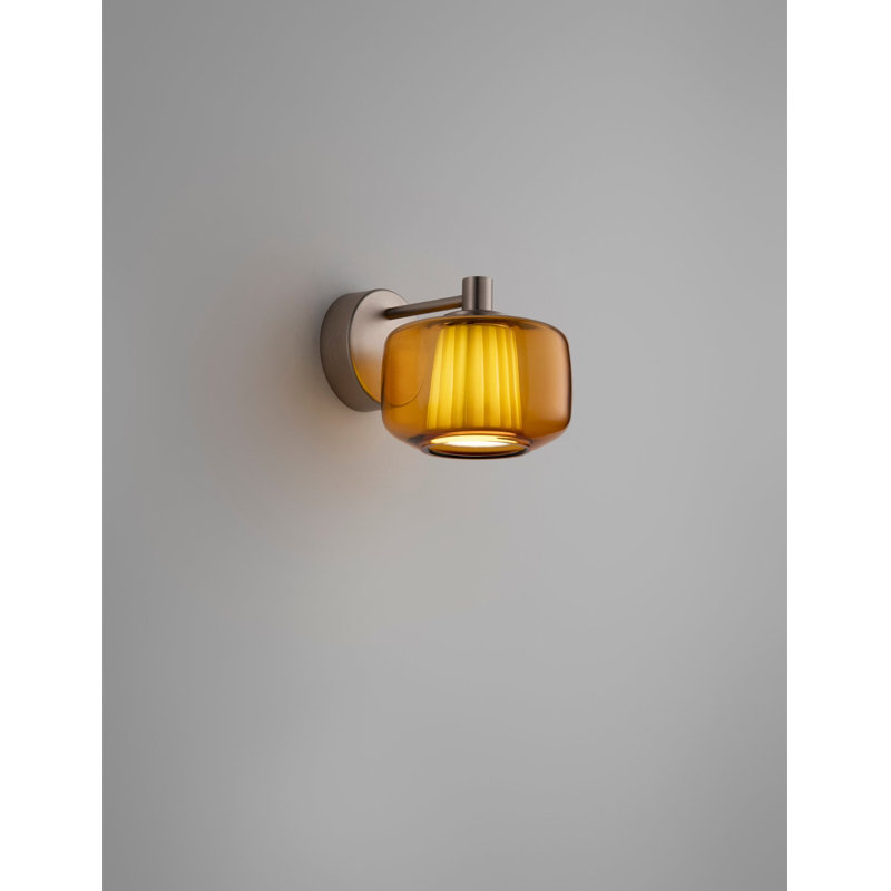 Plisse' Wall Lamp P UL, Dark Amber;Ivory White, Matt Steel, 2700 Kelvins