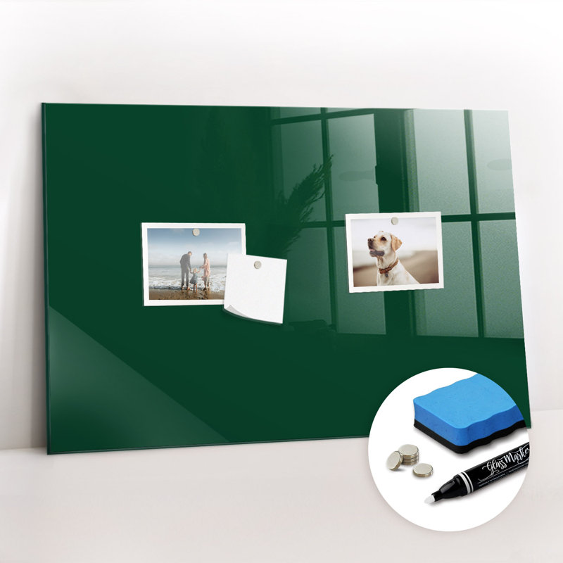 Magnetic Glass Dry Erase Board, Bottle Green