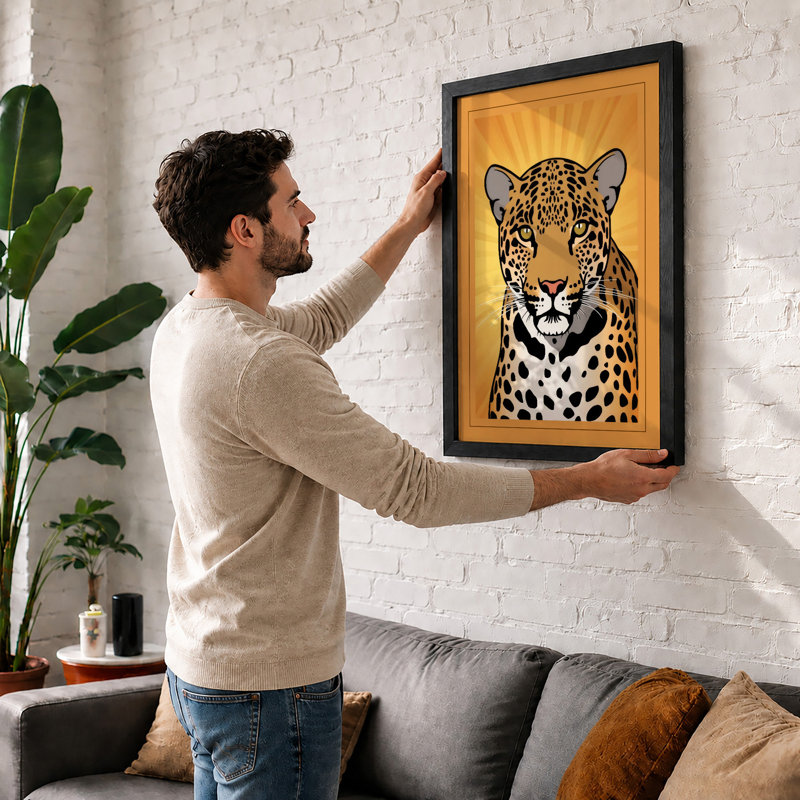 Leopard in Radiance Modern - Framed Print, A3 - 42.0 x 29.7 cm, Unframed